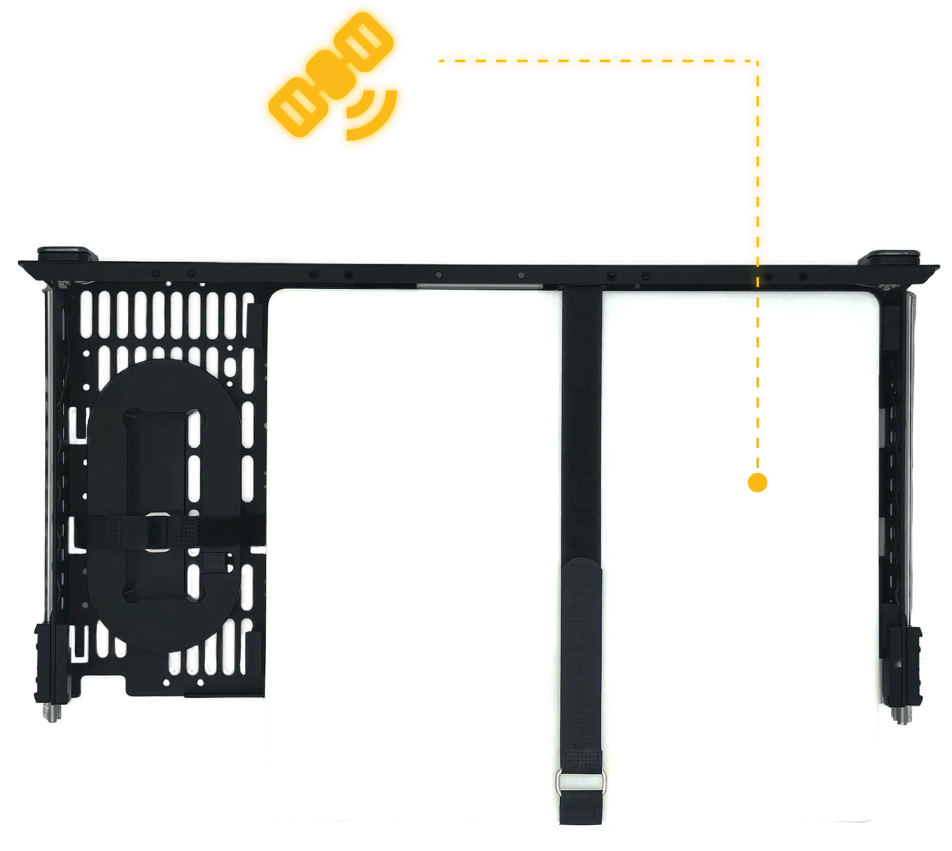 HiveRadar EDC bottom storage drawer configured for Starlink Mini satellite internet system